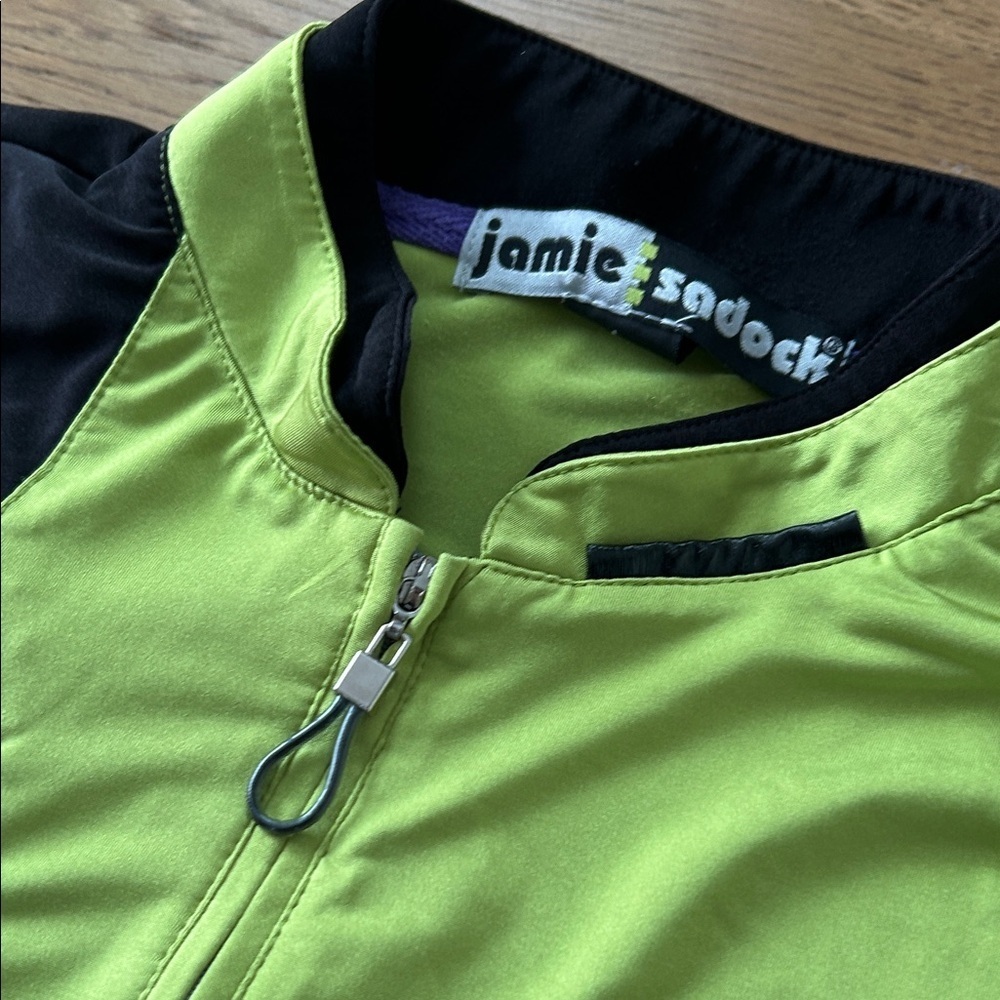 jamie sadock Neon Lime and Black Zip Golf Top